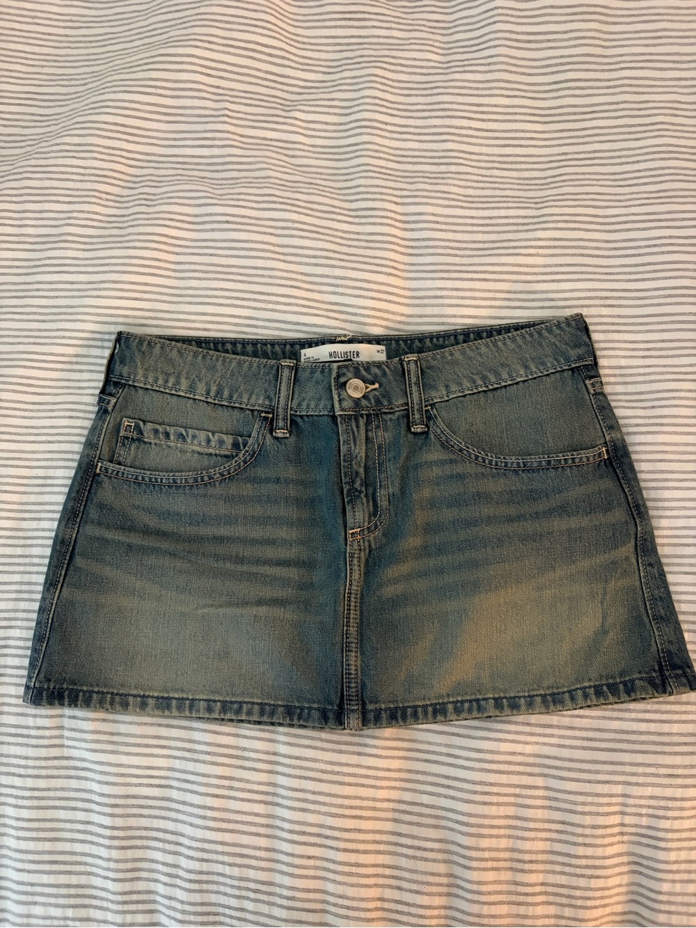 Hollister Washed Blue Denim Mini Skirt